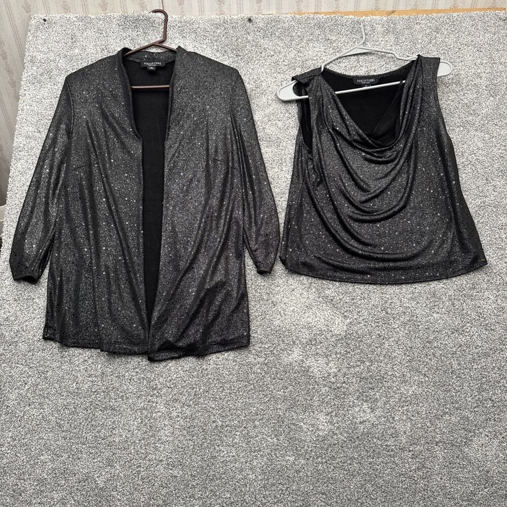 Perceptions 2 Piece Set Womens Size 10 Sparkly Evening Wear Chic Sleek Luxury